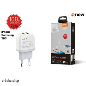 شارژر دیواری الدینیو مدل 2.4A Dual USB